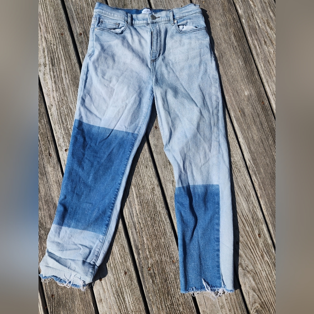 LOFT  High Rise Straight Jeans Raw Hem. Size 8